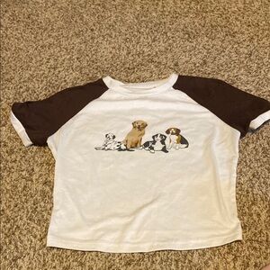 Cider Kids Tee with Puppy Design in White and Brown